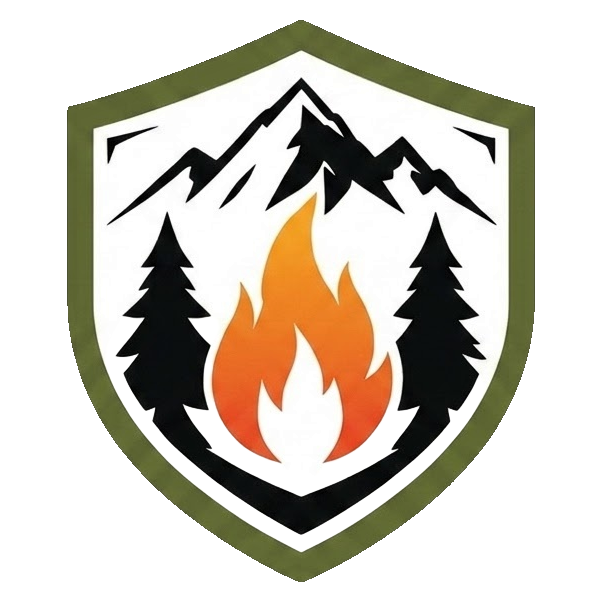 Écusson Ultime Survie, montagne et flamme